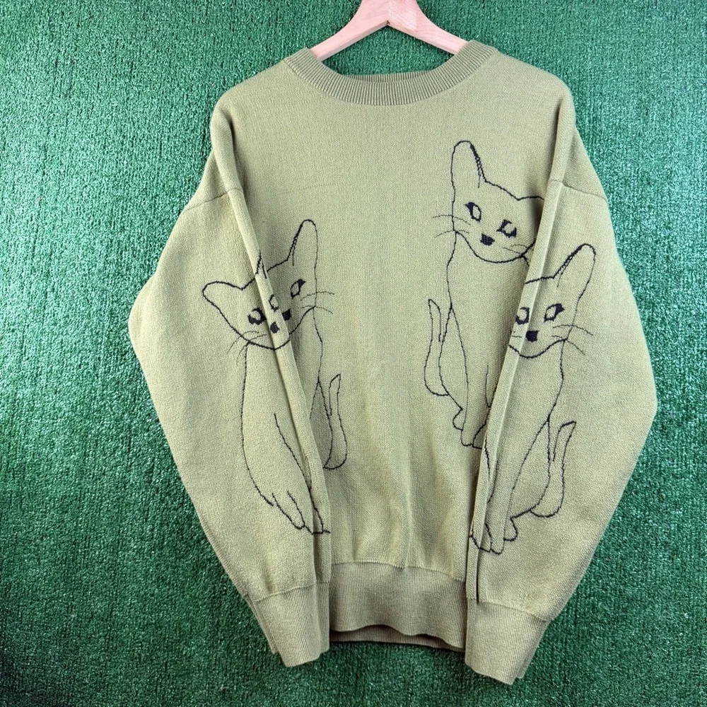 Cozy Green Cat Sweater